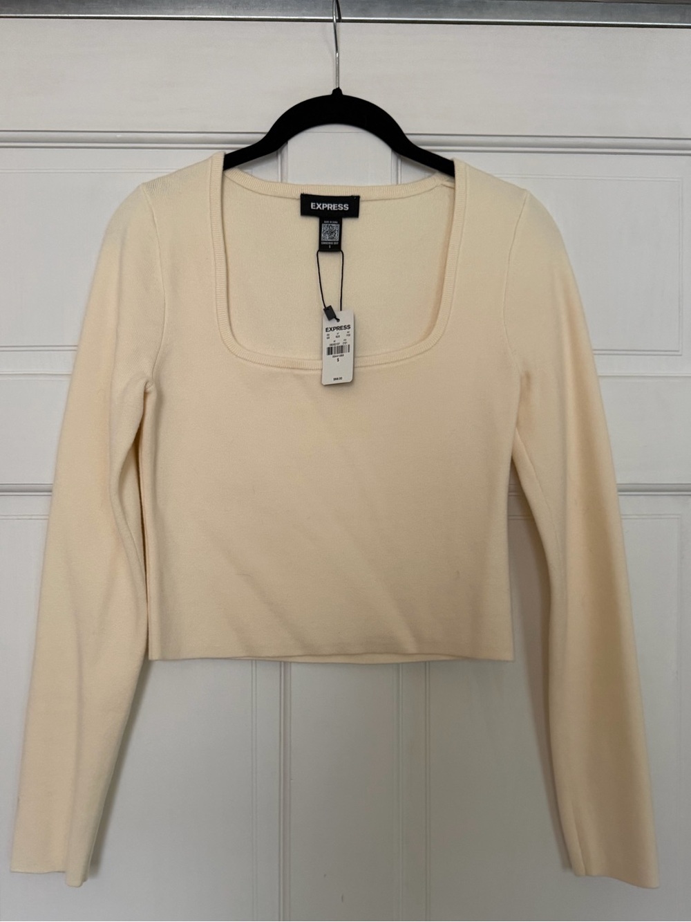 NWT Express Conscious Edit Scoop Neck Ribbed Knit Top | Cream | Size S
